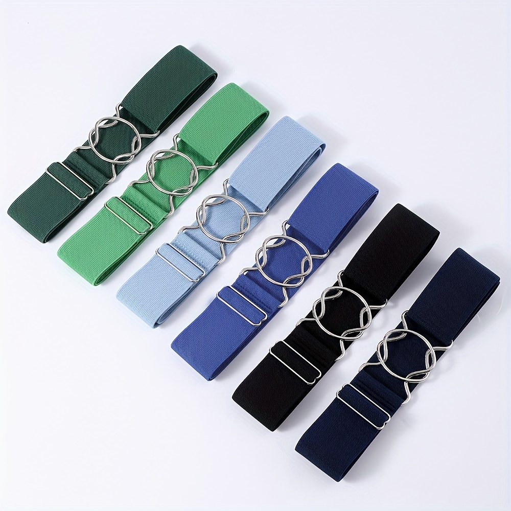 Adjustable Stretch Belt Elastic Waistband Dual Loop Buckle Casual Style